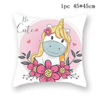 Unicorn Cushion Cover Decor Sofa Cushion Case Bed Pillow Cover Home Party Decoration Unicorn Birthday Decor Pillow Covers Cute Girls Pillow Beautiful Pink Girl Pillow Case Stevvex