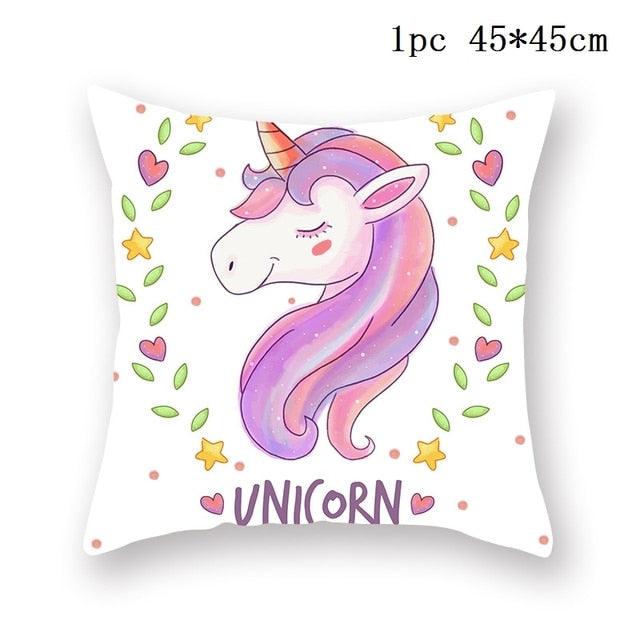 Unicorn Cushion Cover Decor Sofa Cushion Case Bed Pillow Cover Home Party Decoration Unicorn Birthday Decor Pillow Covers Cute Girls Pillow Beautiful Pink Girl Pillow Case Stevvex