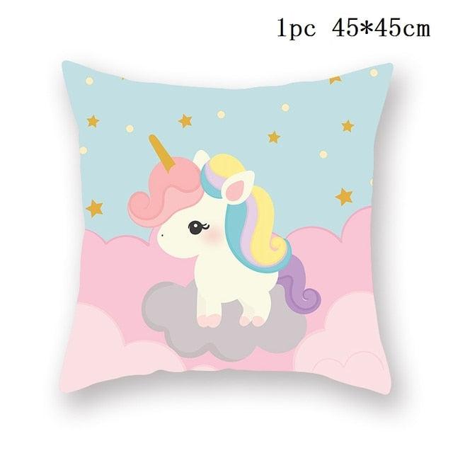 Unicorn Cushion Cover Decor Sofa Cushion Case Bed Pillow Cover Home Party Decoration Unicorn Birthday Decor Pillow Covers Cute Girls Pillow Beautiful Pink Girl Pillow Case Stevvex