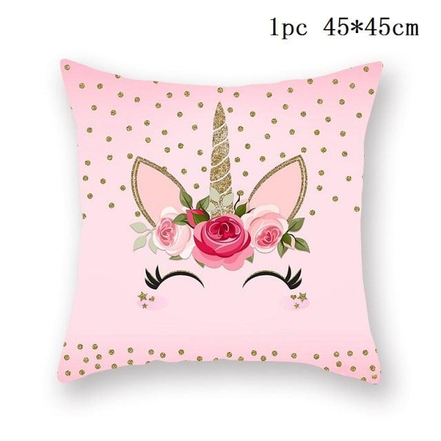 Unicorn Cushion Cover Decor Sofa Cushion Case Bed Pillow Cover Home Party Decoration Unicorn Birthday Decor Pillow Covers Cute Girls Pillow Beautiful Pink Girl Pillow Case Stevvex