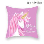 Unicorn Cushion Cover Decor Sofa Cushion Case Bed Pillow Cover Home Party Decoration Unicorn Birthday Decor Pillow Covers Cute Girls Pillow Beautiful Pink Girl Pillow Case Stevvex