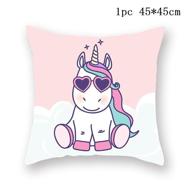 Unicorn Cushion Cover Decor Sofa Cushion Case Bed Pillow Cover Home Party Decoration Unicorn Birthday Decor Pillow Covers Cute Girls Pillow Beautiful Pink Girl Pillow Case Stevvex