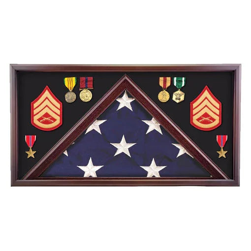 Oak 5 X 9.5 Flag Memorial Case Military Uniform Fabric - No more fabric uniform. The Military Gift Store