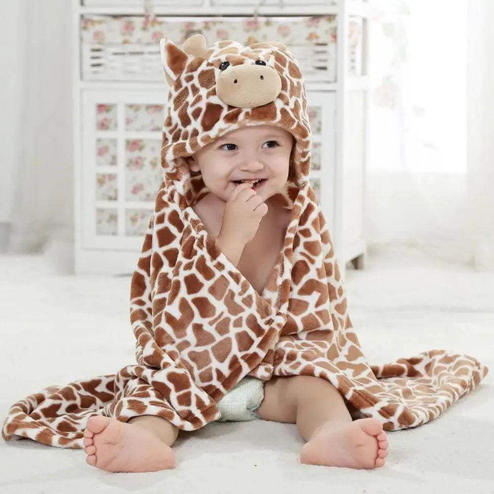Unique Bear Shaped Baby Hooded Bathrobe Trendy Soft Baby Blanket Baby Bath Towel Cartoon Patter Towel Stevvex