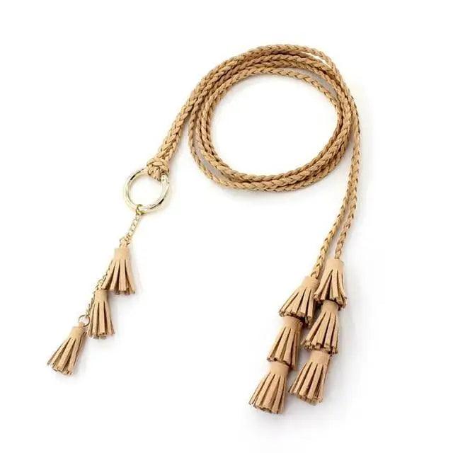 Unique Classic PU Leather Tie Strap Waist Belt For Women Modern Rope Style Design Ladies Waistbands Stevvex
