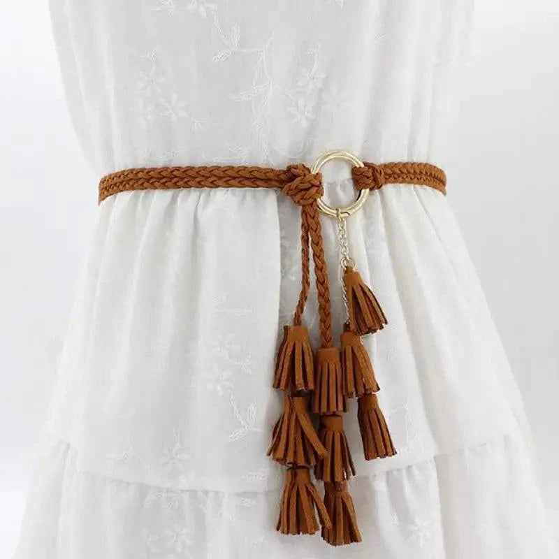 Unique Classic PU Leather Tie Strap Waist Belt For Women Modern Rope Style Design Ladies Waistbands Stevvex