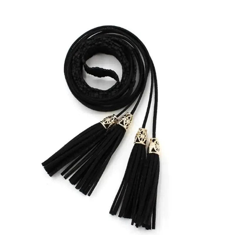 Unique Classic PU Leather Tie Strap Waist Belt For Women Modern Rope Style Design Ladies Waistbands Stevvex