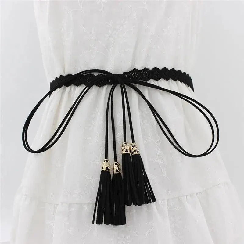 Unique Classic PU Leather Tie Strap Waist Belt For Women Modern Rope Style Design Ladies Waistbands Stevvex