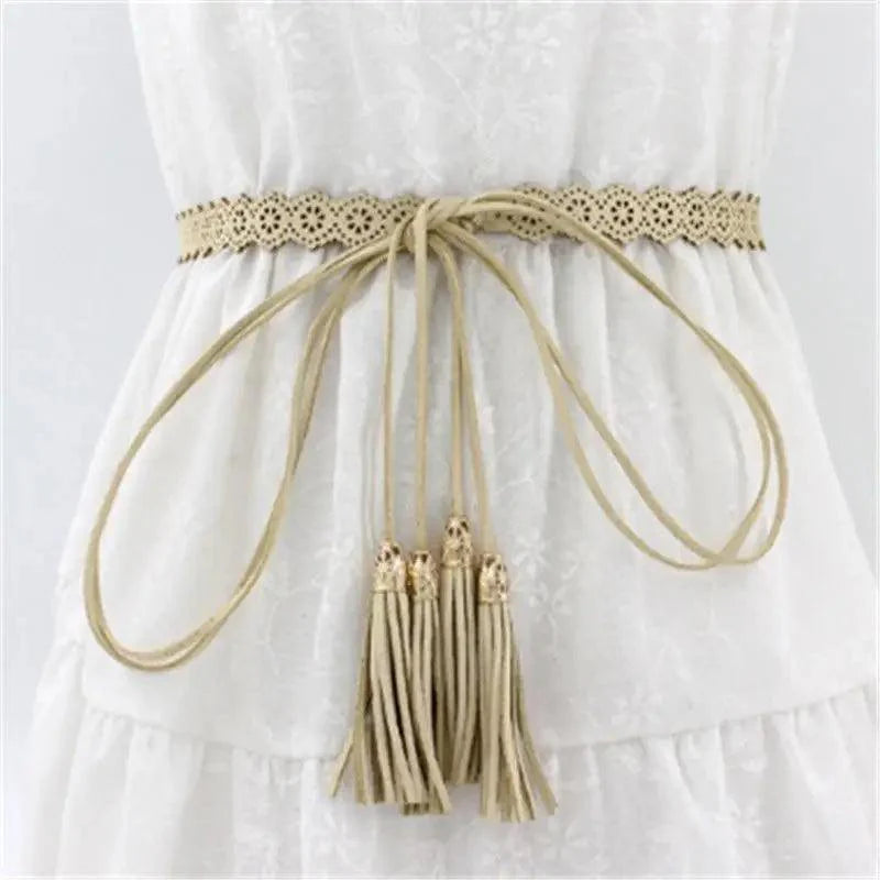 Unique Classic PU Leather Tie Strap Waist Belt For Women Modern Rope Style Design Ladies Waistbands Stevvex