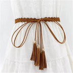 Unique Classic PU Leather Tie Strap Waist Belt For Women Modern Rope Style Design Ladies Waistbands Stevvex