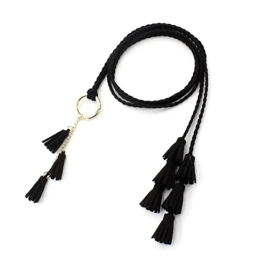 Unique Classic PU Leather Tie Strap Waist Belt For Women Modern Rope Style Design Ladies Waistbands Stevvex