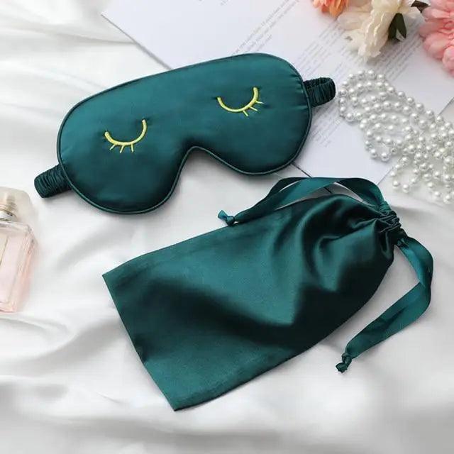 Unique Design Eyelash Embroidery Imitated Silk Sleeping Eye Masks Shading Patch Cover Blindfold With Adjustable Strap Travel Relax Eye Care Tools With Bag Stevvex