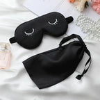Unique Design Eyelash Embroidery Imitated Silk Sleeping Eye Masks Shading Patch Cover Blindfold With Adjustable Strap Travel Relax Eye Care Tools With Bag Stevvex