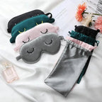 Unique Design Eyelash Embroidery Imitated Silk Sleeping Eye Masks Shading Patch Cover Blindfold With Adjustable Strap Travel Relax Eye Care Tools With Bag Stevvex