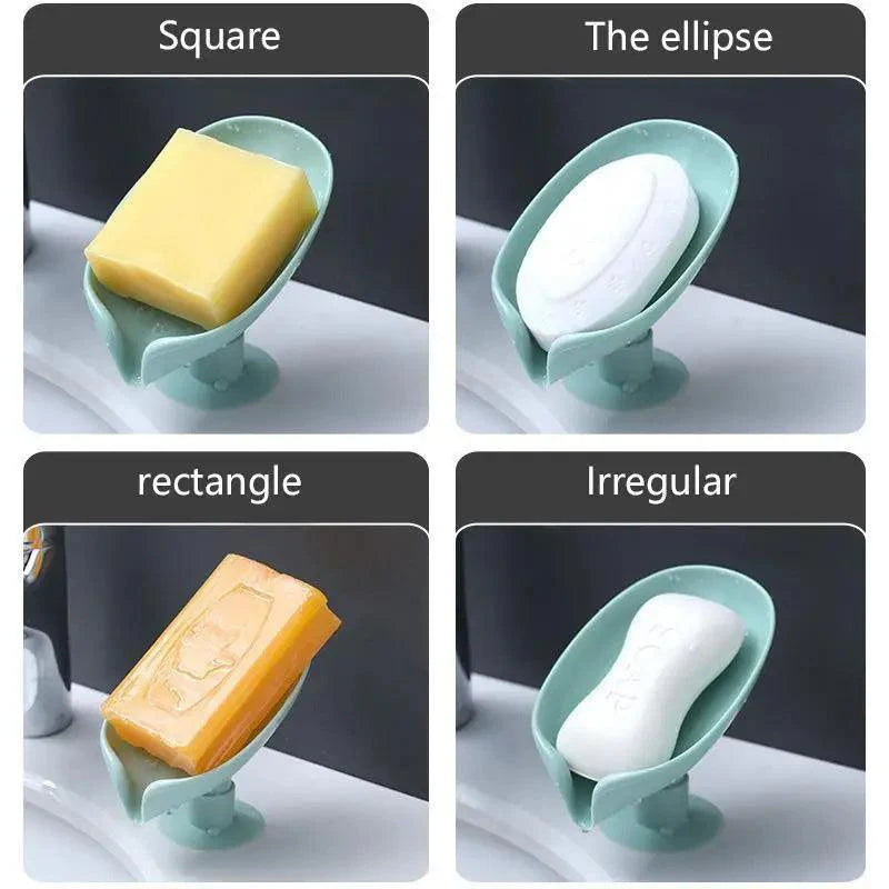 Unique Design Leaf Shape Soap Box Drain Soap Holder Box Bathroom Accessories Toilet Laundry Soap Box Bathroom Supplies Tray Gadgets Stevvex