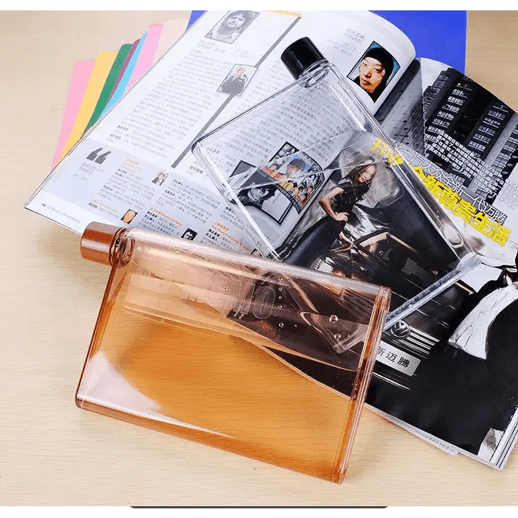 Unique Design Portable Book Paper Cup Botlte Flat Water Bottle Clear Paper Pad Water Bottle Flat Drinks Kettle Notebook Drink Bottle for Water Stevvex