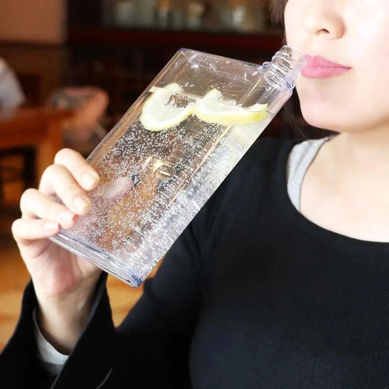 Unique Design Portable Book Paper Cup Botlte Flat Water Bottle Clear Paper Pad Water Bottle Flat Drinks Kettle Notebook Drink Bottle for Water Stevvex