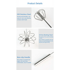 Unique Design Semi-automatic Egg Beater 304 Stainless Steel Egg Whisk Manual Hand Mixer Self Turning Egg Stirrer Kitchen Accessories Egg Tools Stevvex