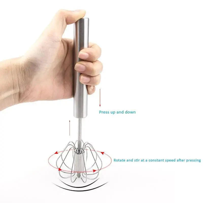 Unique Design Semi-automatic Egg Beater 304 Stainless Steel Egg Whisk Manual Hand Mixer Self Turning Egg Stirrer Kitchen Accessories Egg Tools Stevvex