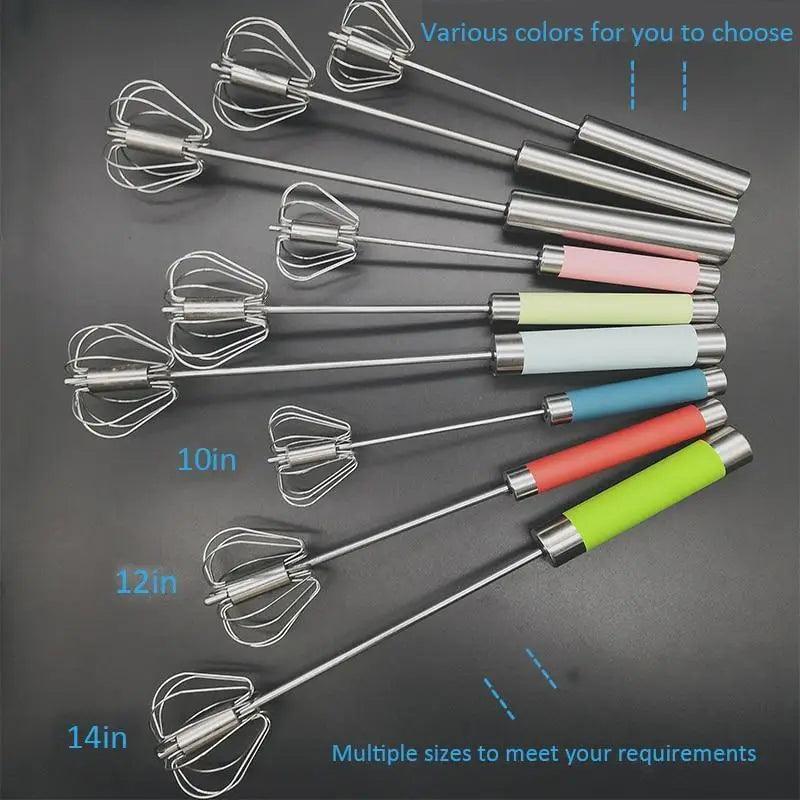 Unique Design Semi-automatic Egg Beater 304 Stainless Steel Egg Whisk Manual Hand Mixer Self Turning Egg Stirrer Kitchen Accessories Egg Tools Stevvex