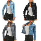 Unique Design Women's Denim Cropped Jacket Female Pockets Hole Short Jean Jackets Ladies Fashionable Button Casual Solid Coats Stevvex