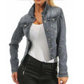Unique Design Women's Denim Cropped Jacket Female Pockets Hole Short Jean Jackets Ladies Fashionable Button Casual Solid Coats Stevvex