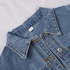 Unique Design Women's Denim Cropped Jacket Female Pockets Hole Short Jean Jackets Ladies Fashionable Button Casual Solid Coats Stevvex