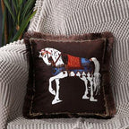 Unique Designed European American Luxury Printed Polyester Cushion Cover Horse printed Lumbar Cover Tassel Edge Modern Throw Pillow Covers Square Decorative Set Cushion Covers For Home Bed Couch Sofa Bench Stevvex