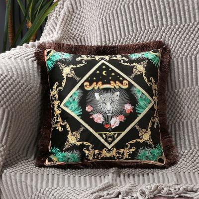 Unique Designed European American Luxury Printed Polyester Cushion Cover Horse printed Lumbar Cover Tassel Edge Modern Throw Pillow Covers Square Decorative Set Cushion Covers For Home Bed Couch Sofa Bench Stevvex