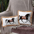 Unique Designed European American Luxury Printed Polyester Cushion Cover Horse printed Lumbar Cover Tassel Edge Modern Throw Pillow Covers Square Decorative Set Cushion Covers For Home Bed Couch Sofa Bench Stevvex