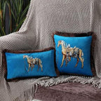 Unique Designed European American Luxury Printed Polyester Cushion Cover Horse printed Lumbar Cover Tassel Edge Modern Throw Pillow Covers Square Decorative Set Cushion Covers For Home Bed Couch Sofa Bench Stevvex