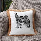 Unique Designed European American Luxury Printed Polyester Cushion Cover Horse printed Lumbar Cover Tassel Edge Modern Throw Pillow Covers Square Decorative Set Cushion Covers For Home Bed Couch Sofa Bench Stevvex