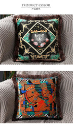 Unique Designed European American Luxury Printed Polyester Cushion Cover Horse printed Lumbar Cover Tassel Edge Modern Throw Pillow Covers Square Decorative Set Cushion Covers For Home Bed Couch Sofa Bench Stevvex