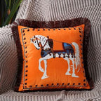 Unique Designed European American Luxury Printed Polyester Cushion Cover Horse printed Lumbar Cover Tassel Edge Modern Throw Pillow Covers Square Decorative Set Cushion Covers For Home Bed Couch Sofa Bench Stevvex