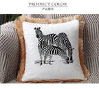 Unique Designed European American Luxury Printed Polyester Cushion Cover Horse printed Lumbar Cover Tassel Edge Modern Throw Pillow Covers Square Decorative Set Cushion Covers For Home Bed Couch Sofa Bench Stevvex