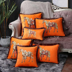 Unique Designed European American Luxury Printed Polyester Cushion Cover Horse printed Lumbar Cover Tassel Edge Modern Throw Pillow Covers Square Decorative Set Cushion Covers For Home Bed Couch Sofa Bench Stevvex