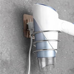 Unique Designed Hair Dryer Holder Blower Organizer Adhesive Wall Mounted Nail Free No Drilling Stainless Steel Stand Tool For Bathroom Bedroom Stevvex