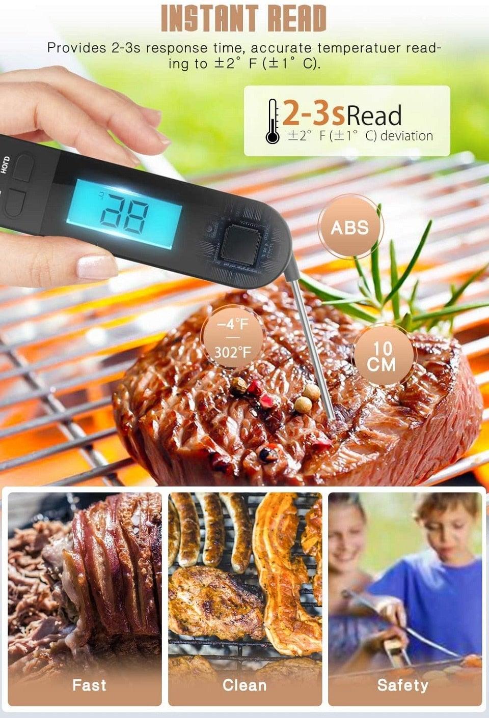 Unique Food Kitchen Digital Meat Thermometer  BBQ Instant Read Food Thermometer Waterproof With Backlight And Magnet For Kitchen Cooking Grilling BBQ Backing Liquids Oil Waterproof Kitchen Thermometer For Cooking Tools Stevvex