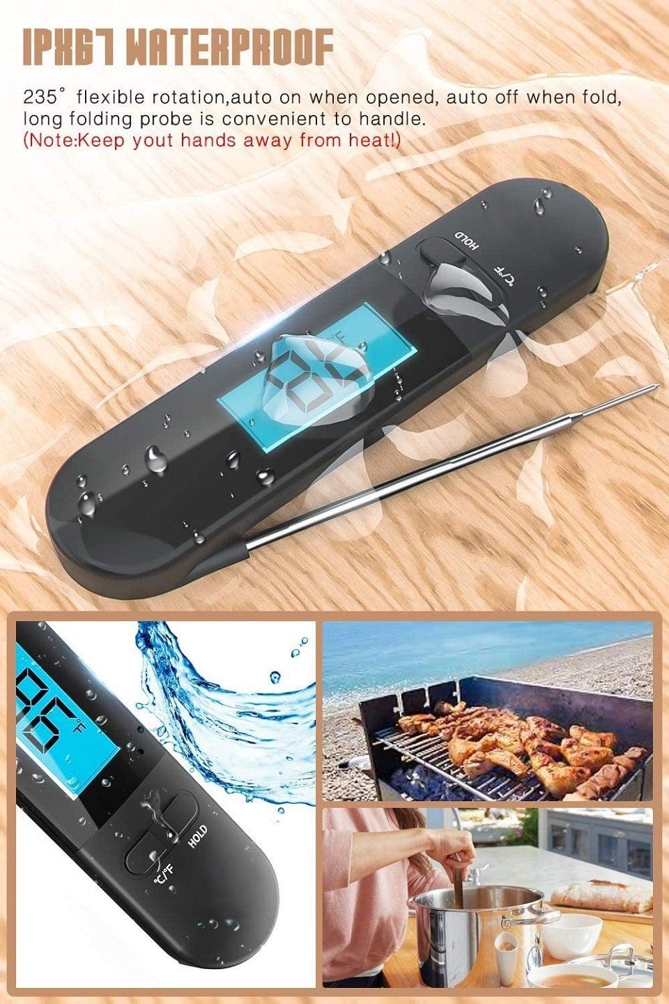 Unique Food Kitchen Digital Meat Thermometer  BBQ Instant Read Food Thermometer Waterproof With Backlight And Magnet For Kitchen Cooking Grilling BBQ Backing Liquids Oil Waterproof Kitchen Thermometer For Cooking Tools Stevvex
