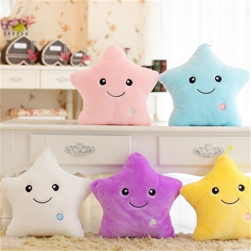 Unique Luminous Pillow Vivid Star Design LED Light Cushion Plush Pillow Night Light Plush Pillows Stuffed Star Pillow Led Light Creative Twinkle Star Glowing LED Night Light Plush Pillows Stuffed Toys For Bedroom Sofa Creative Birthday Gift Toy For Kids Stevvex
