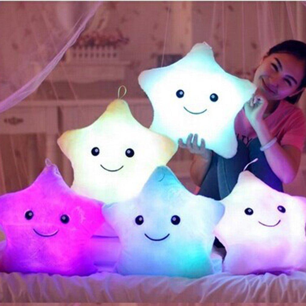 Unique Luminous Pillow Vivid Star Design LED Light Cushion Plush Pillow Night Light Plush Pillows Stuffed Star Pillow Led Light Creative Twinkle Star Glowing LED Night Light Plush Pillows Stuffed Toys For Bedroom Sofa Creative Birthday Gift Toy For Kids Stevvex