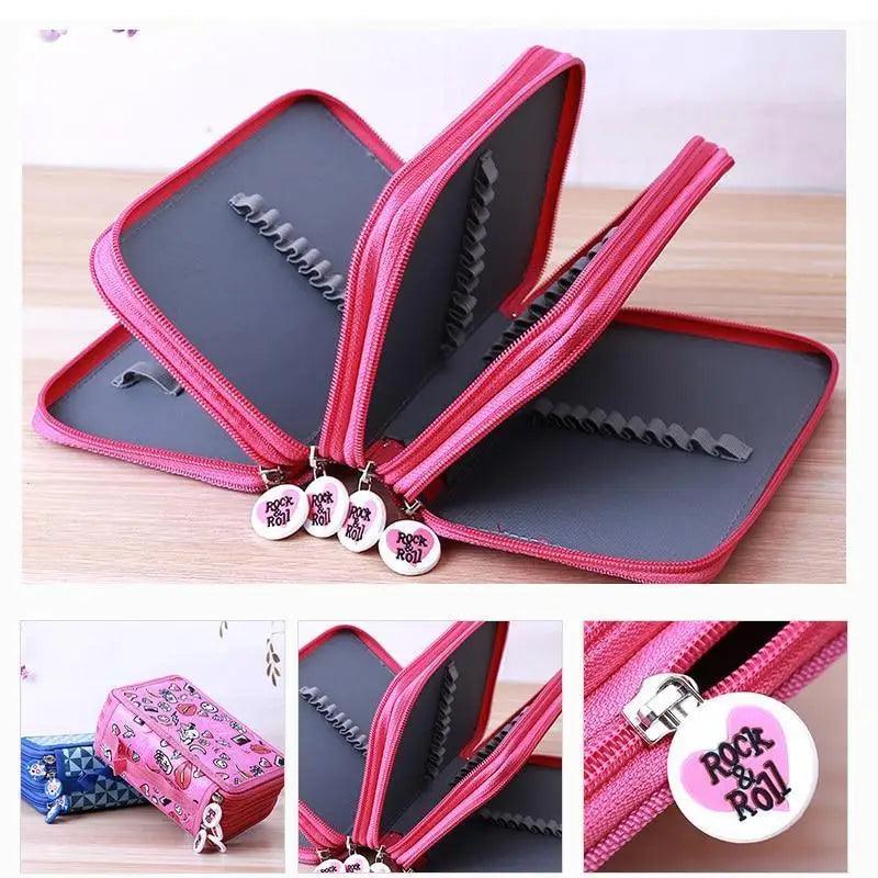 Unique Purple Cute Big 36/48/72 Holes Stationery Students Pencil Case High Quality Large Capacity Pencil Box Stevvex