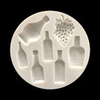 Unique Silicone Red Wine Bottle Grape Shape Silicone Mold Fondant Cake Mold Baking Tools Very Small Cute Wine Bottle Grape Pot For Cake Fondant Baking Biscuit Tray Stevvex
