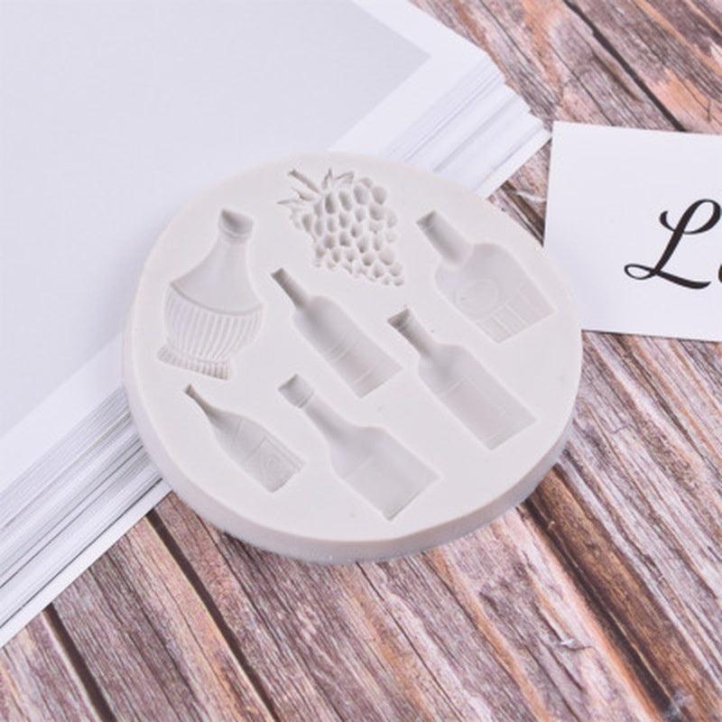 Unique Silicone Red Wine Bottle Grape Shape Silicone Mold Fondant Cake Mold Baking Tools Very Small Cute Wine Bottle Grape Pot For Cake Fondant Baking Biscuit Tray Stevvex