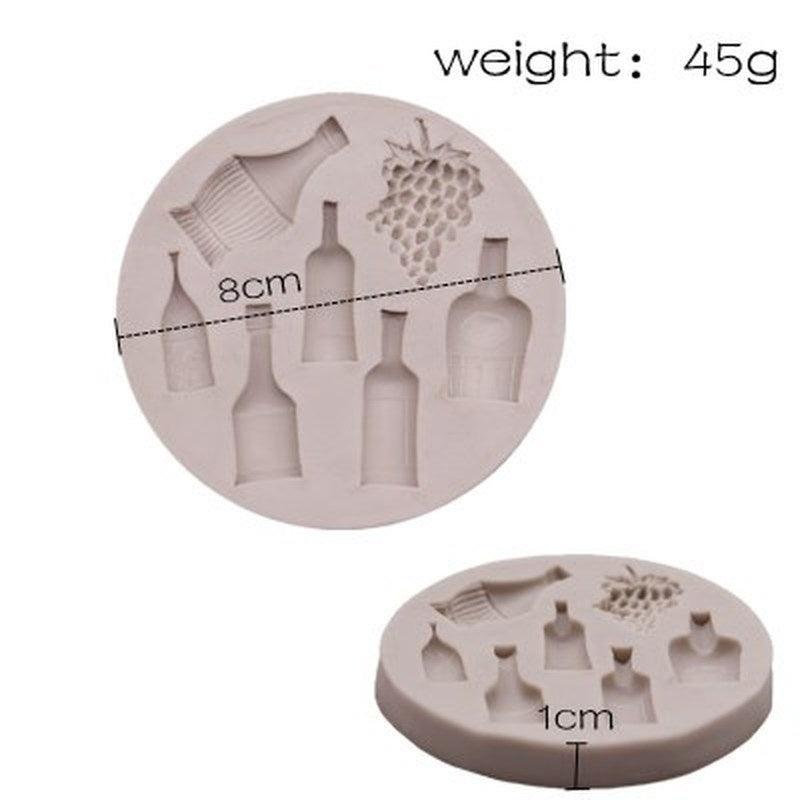 Unique Silicone Red Wine Bottle Grape Shape Silicone Mold Fondant Cake Mold Baking Tools Very Small Cute Wine Bottle Grape Pot For Cake Fondant Baking Biscuit Tray Stevvex