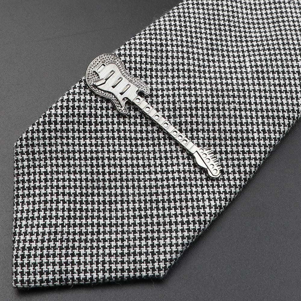 Unique Stainless Tie Clips Guitar Lizard Shaped Tie Clips Tie Clip Classic Tie Bar Clip Regular Trendy Durable Metallic Necktie Clips Wedding Business Ties Necktie Clips Pin For Mens Ideal Gift Stevvex