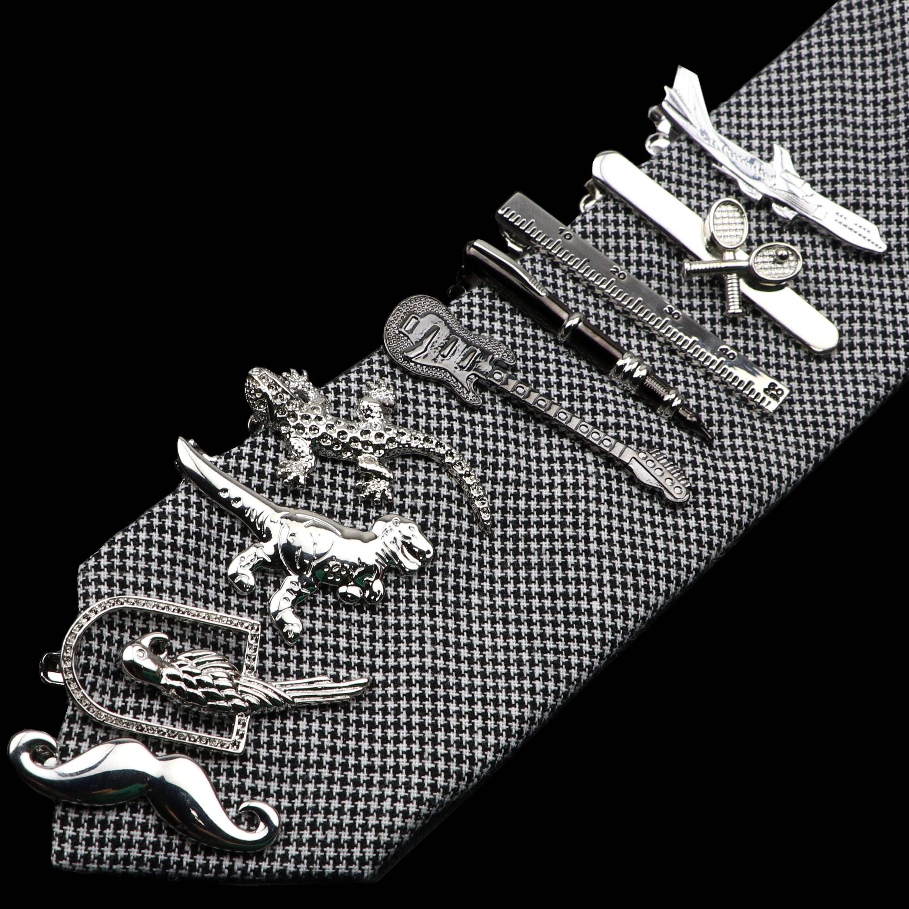 Unique Stainless Tie Clips Guitar Lizard Shaped Tie Clips Tie Clip Classic Tie Bar Clip Regular Trendy Durable Metallic Necktie Clips Wedding Business Ties Necktie Clips Pin For Mens Ideal Gift Stevvex