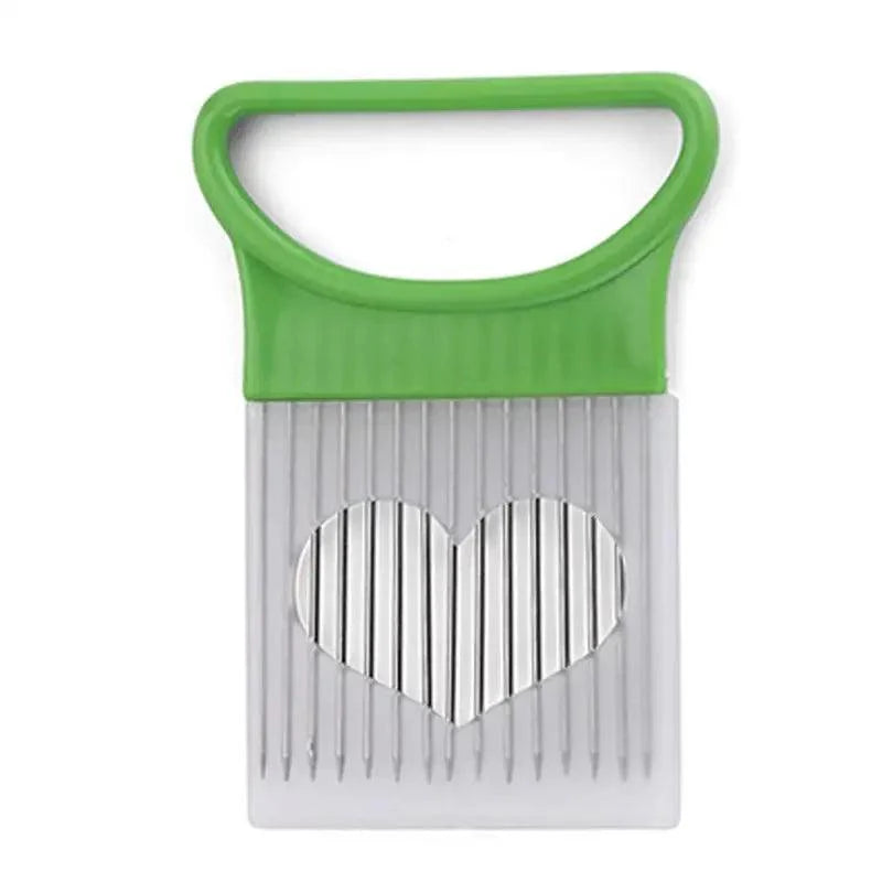 Unique Style 1PC Stainless Steel Onion Needle Onion Holder Handheld Simple Slicer Fruit Vegetable Cutter Potato Kitchen Tool Bar Accessories Stevvex