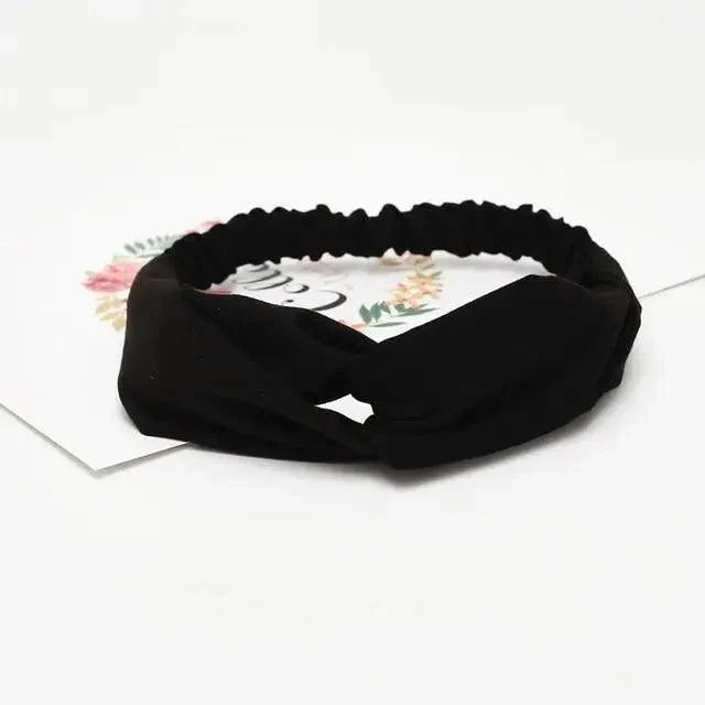 Unique Style Women's Soft Solid Print Headbands Vintage Cross Knot Elastic Hairbands Bandanas Girls Hair Bands Hair Accessories Stevvex