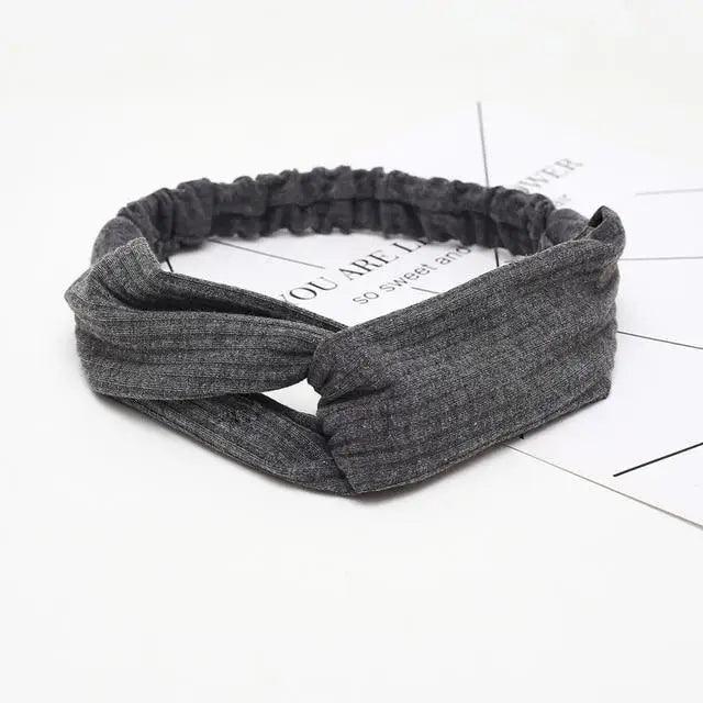 Unique Style Women's Soft Solid Print Headbands Vintage Cross Knot Elastic Hairbands Bandanas Girls Hair Bands Hair Accessories Stevvex